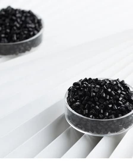 Carbon black masterbatch granules close-up