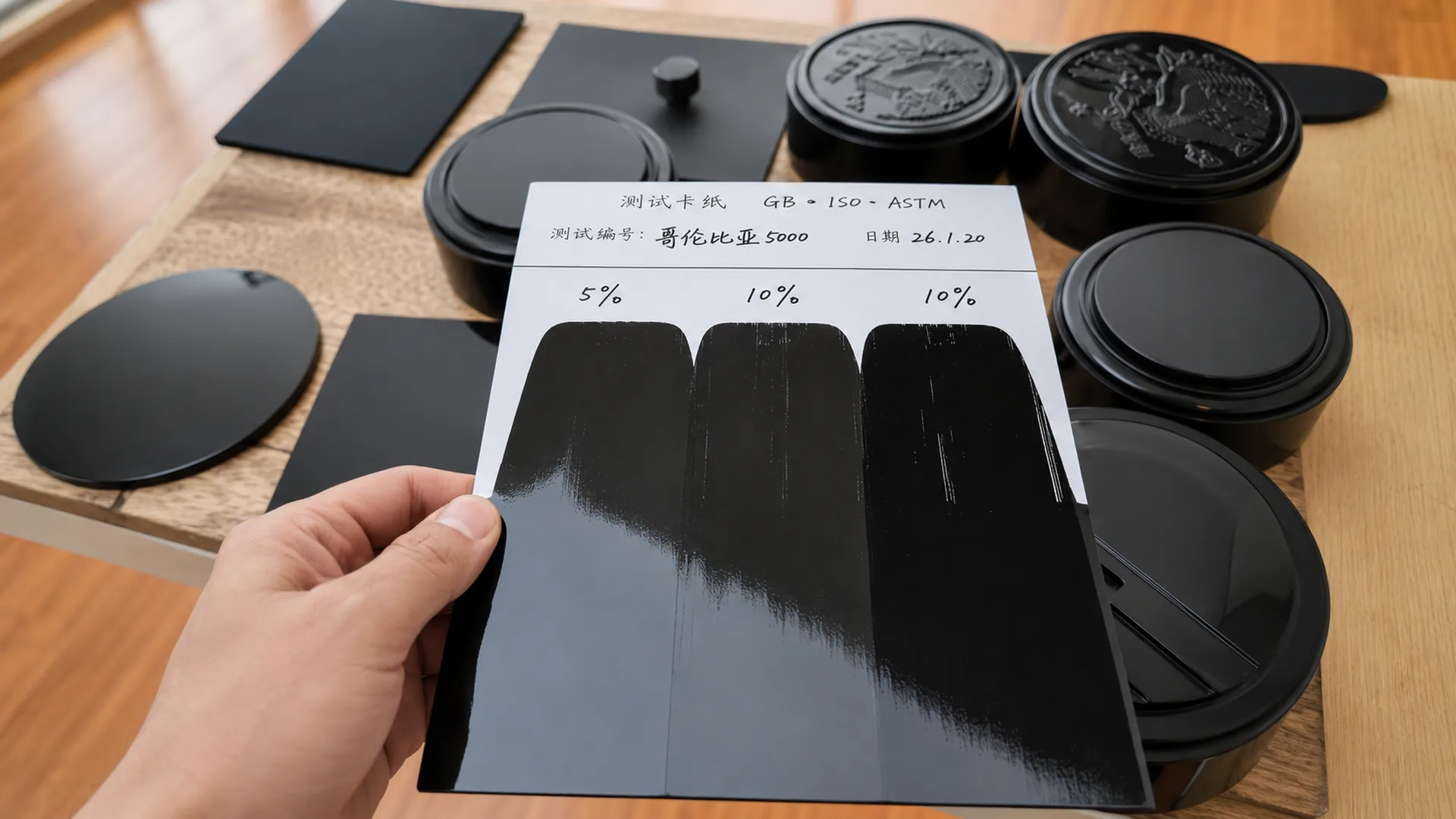 Carbon black content and dispersion comparison test on masterbatch pellets