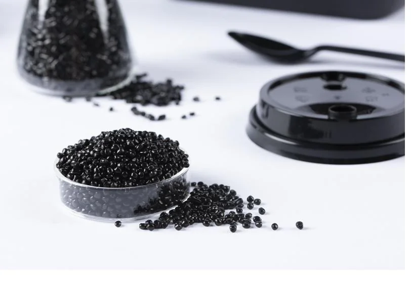 High color jet black masterbatch granules
