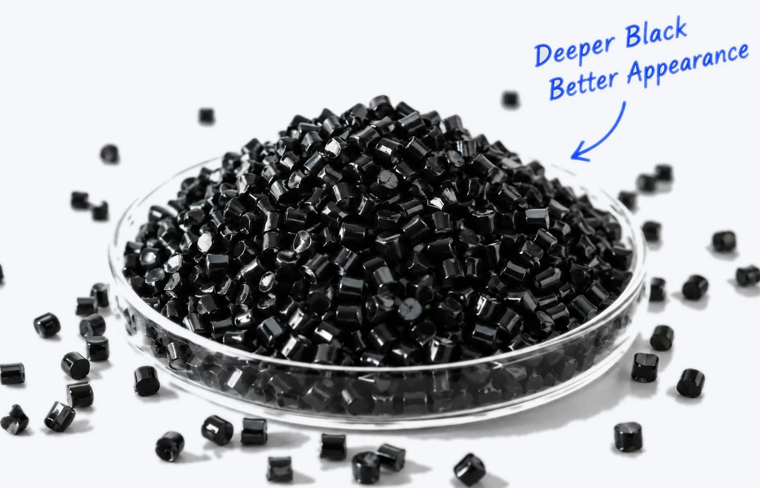 High color jet black masterbatch granules